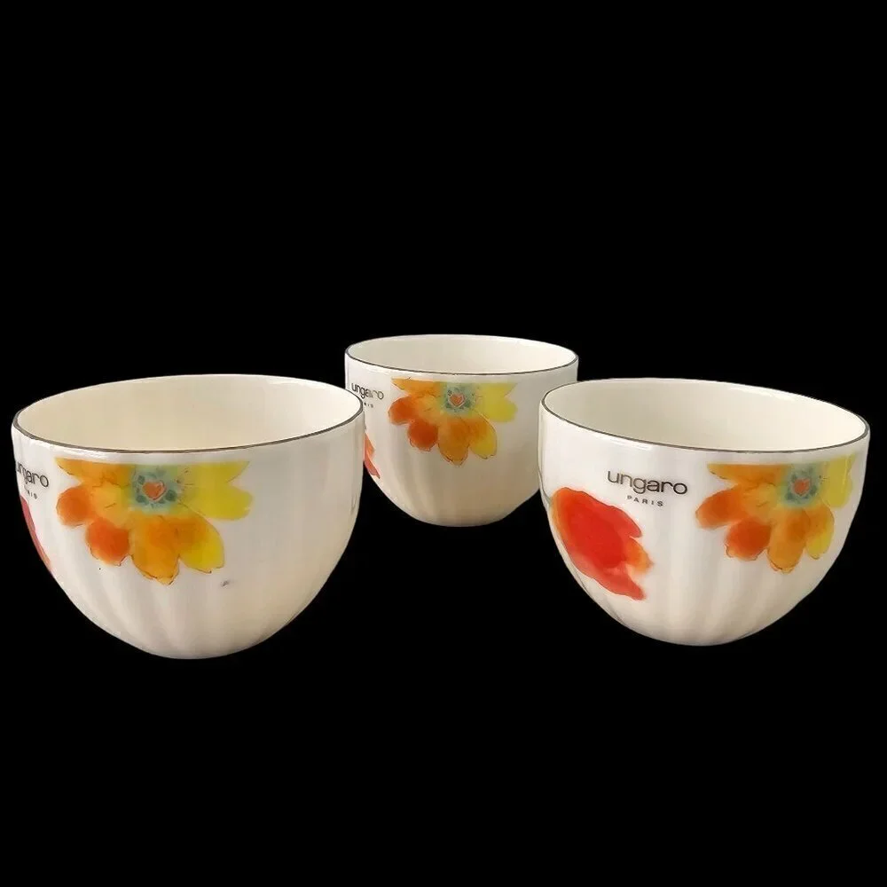 Ungaro Paris Maebata Japan Porcelain Tea Cups Set of 3  5 oz Capacity